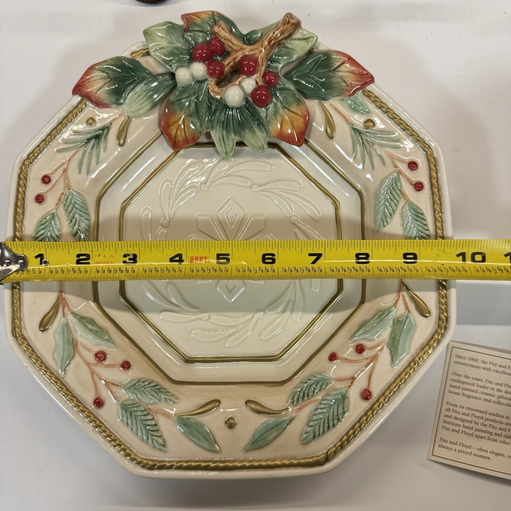 Fitz and Floyd Classics Christmas Winter Wonderland Octagonal Canape Plate Boxed - Picture 6 of 8